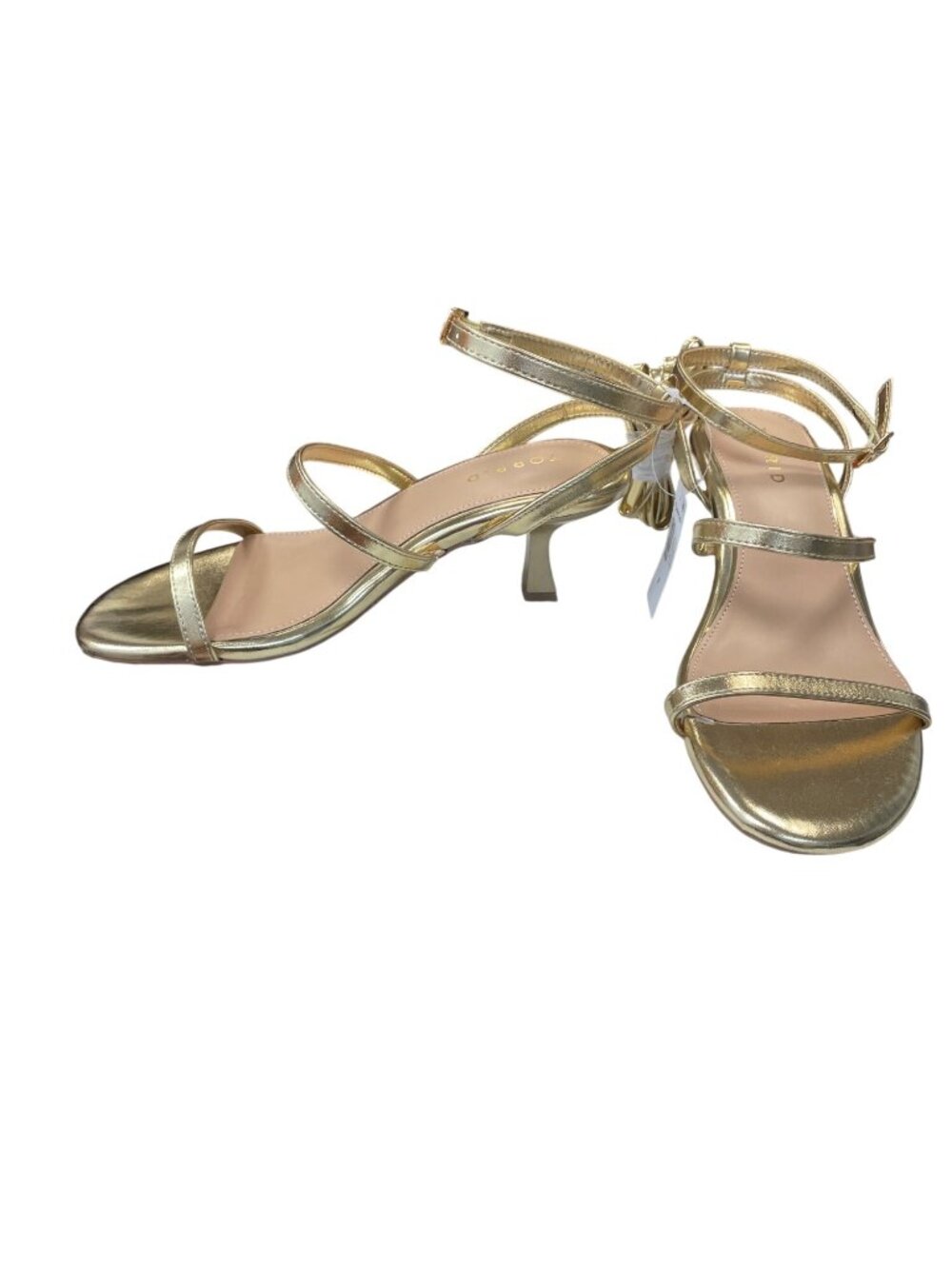 Torrid wms gold faux leather open peep toe strappy kitten heels 8WW SKU 10-954